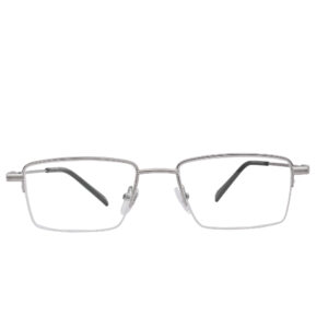 Silver half rim rectangle frame Metal glasses Frames