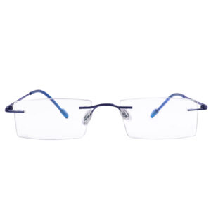 rimless blue rectangle frame for men and women ARN optical