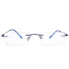 Rimless Blue Rectangle Frame For Men And Women