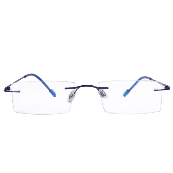 Rimless Blue Rectangle Frame For Men And Women